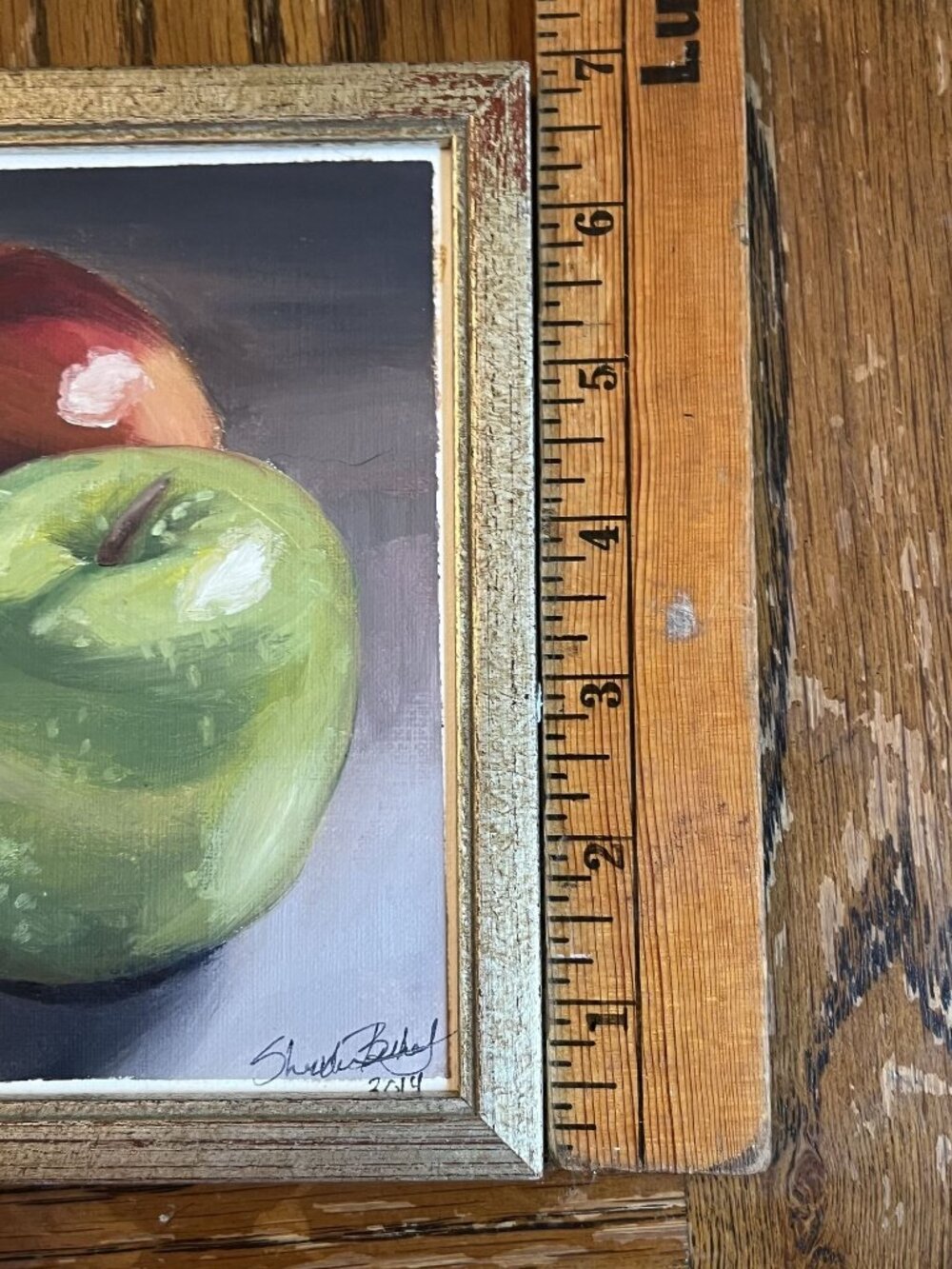 Still Life Apple Painting In Gold Frame - Signed Original Artwork 2014 - Picture 8 of 8